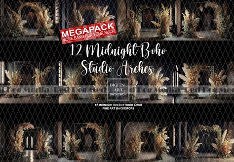 MEGAPACK 12 Midnight Boho Studio Arches Fine Art Backdrops Fine Art