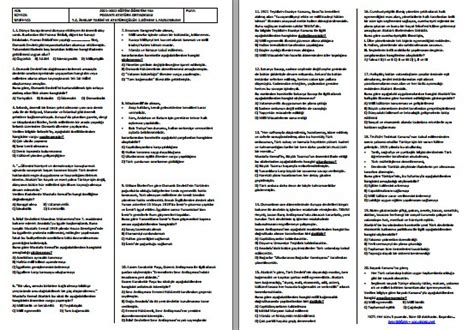 2021 2022 8 Sınıf T C İnkılap Tarihi 2 Dönem 1 Yazılı Test