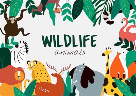 Wildlife Animals Cartoon Style Animals Template Vector Free Vector