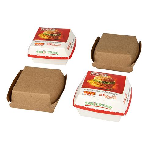 Custom Disposable Food Grade Cardboard Kraft Paper Paper Hamburger Box