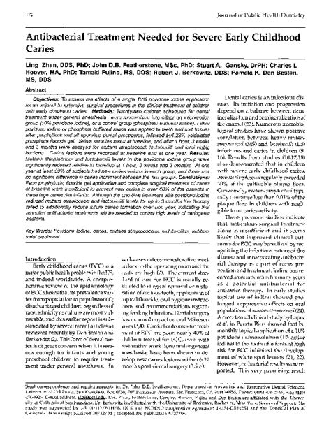 Pdf Antibacterial Treatment Needed For Severe Early Childhood Caries