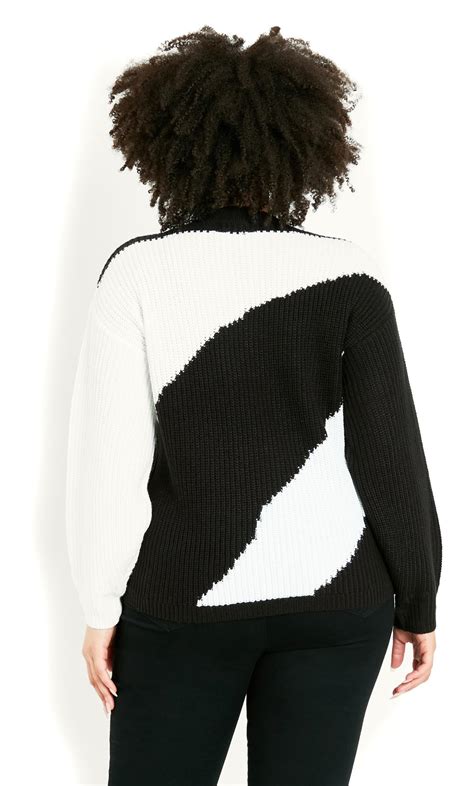 Evans Black Mono Colour Block Jumper Evans