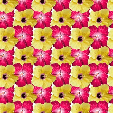 Premium Vector Hibiscus Flower Seamless Pattern In Red And Yellow Colors