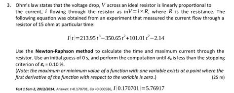Solved Ohm's law states that the voltage drop, V across an | Chegg.com 