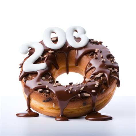 Premium Photo Bold Chocolate Dripping Donut With Numerals Twentysix