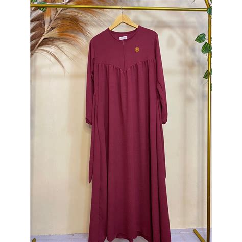 Jual Aira Dress Gamis Dewasa Polos Simple Bahan Crinkle Airflow Busui