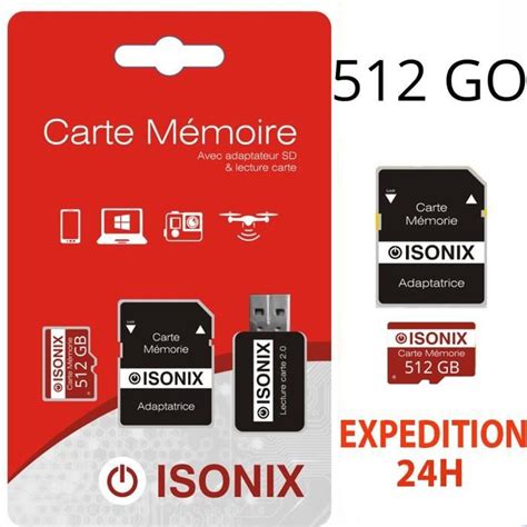 ISONIX Carte Mémoire 512 Go Micro sd 512 go SDXC Lecture Carte 4K