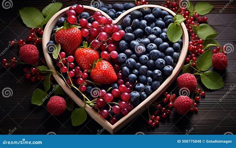 Freshness Of Nature Bounty Juicy Ripe Berry Bowl Generated By AI Stock