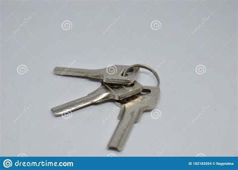 Three Keys With A Ring In Isolated White Background Stock Photo Image