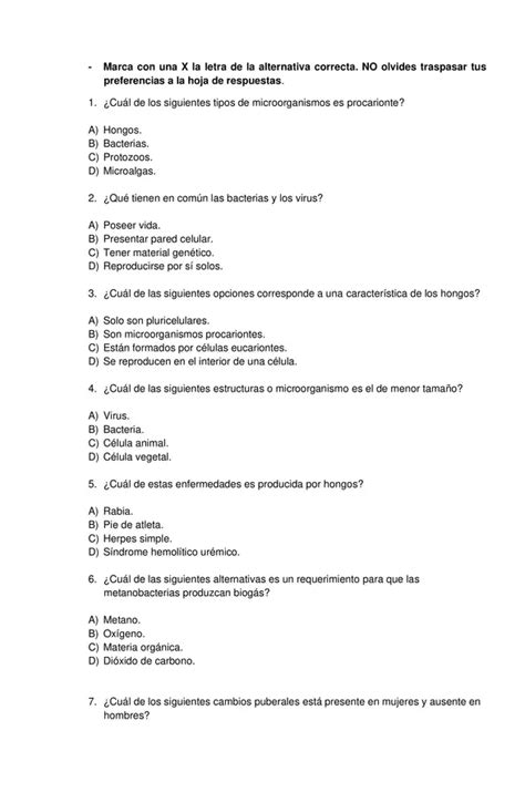 8vo Básico Cs Naturales Prueba Diagnóstico Con Soluciones Profe Social