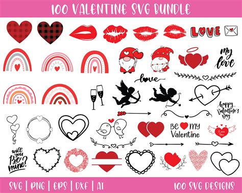 100 Valentine Svg Bundle Kids Valentine Svg Valentines Etsy