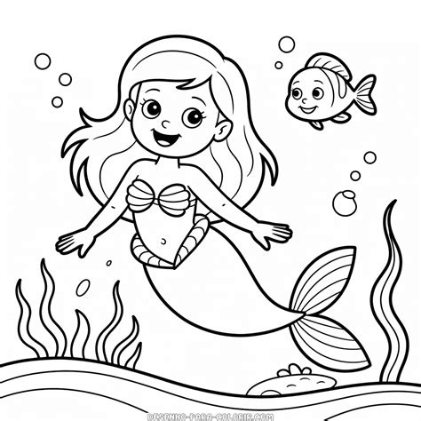 Desenho Para Colorir Sereia Ariel - 8