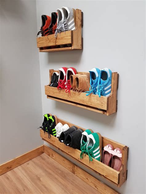 Unique Shabby Chic Pallet Wood Floating Shoe Rack Ideal Storage Etsy