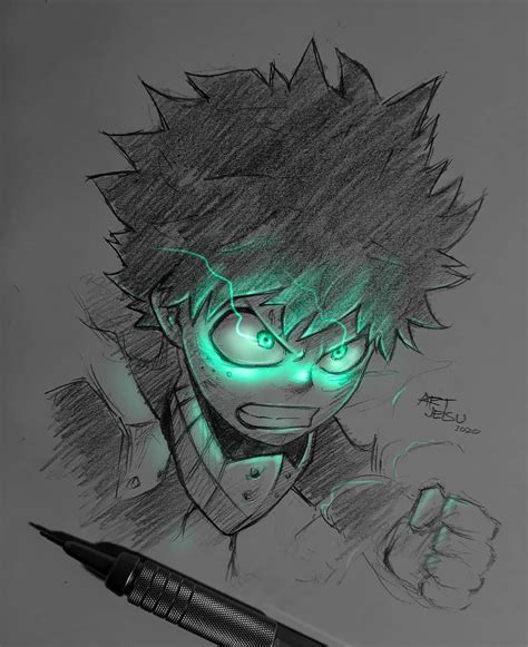 Drawing of Midoriya Izuku from My hero Academia / Boku No Hero Academia ...