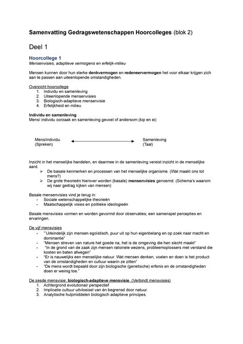 Samenvatting Introductie Gedragswetenschappen Hoorcolleges