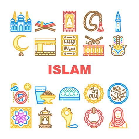 Islam ramadán iconos musulmanes conjunto vector religión marco forma