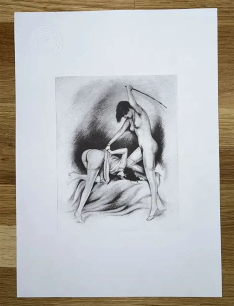 Kunst Grafik Antik Print Poster Akt Erotic Art Maid Tits Wip Sex