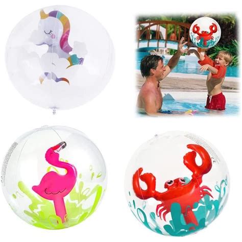 Ballon De Plage Enfant 3 Pcs Ballon De Plage Gonflable Transparent