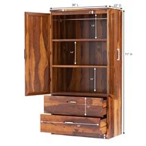 Caspian Modern Solid Wood Wardrobe Clothing Armoire With Shelves