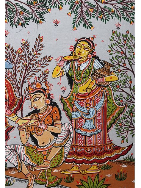 Dancing Radha Krishna With Gopis Pattachitra Painting From Odisha