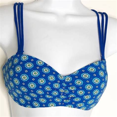 Lands End Swim Lands End Bikini Top Blue Strappy New Swimsuits For Women Poshmark