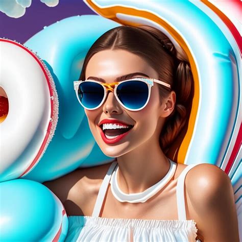 Premium Ai Image Young Beautiful Smiling Woman In Sunglasses