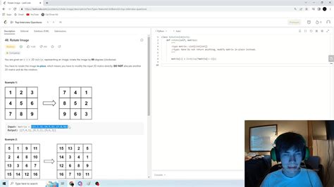 Simple Leetcode Solution Rotate Image Python Youtube