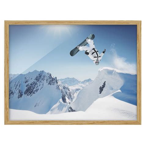 Fliegender Snowboarder Bild Mit Rahmen Im Querformat Bilderwelten