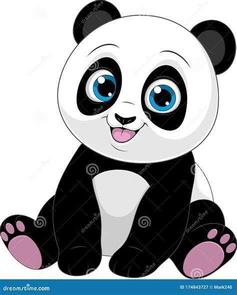 Cute Funny Little Panda Baby Sitting Smiling On A White Background