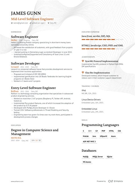 Software Engineer Resume Examples Guide For 2023