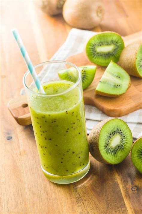 Glass Of Kiwi Smoothie Juice Stock Photo Image Of Fruit Juicy