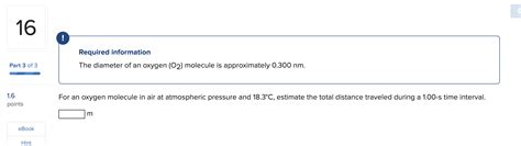 Solved Required information The diameter of an oxygen (O2) | Chegg.com