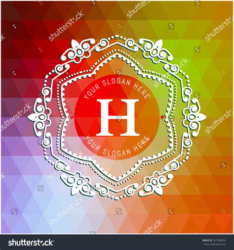 Letter H Colored Triangular Texture Flourishes Stock Vector Royalty