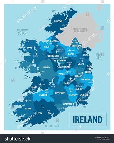 Ireland Country Political Map Detailed Vector Stock Vector (Royalty ...