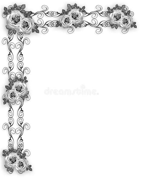 Roses Border Black And White Stock Illustration - Illustration of party ...