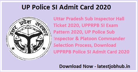 Up Police Si Admit Card 2021 Sub Inspector Exam Hall Ticket