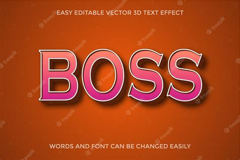 Premium Vector Boss 3d Editable Text Effect Premium Vector With