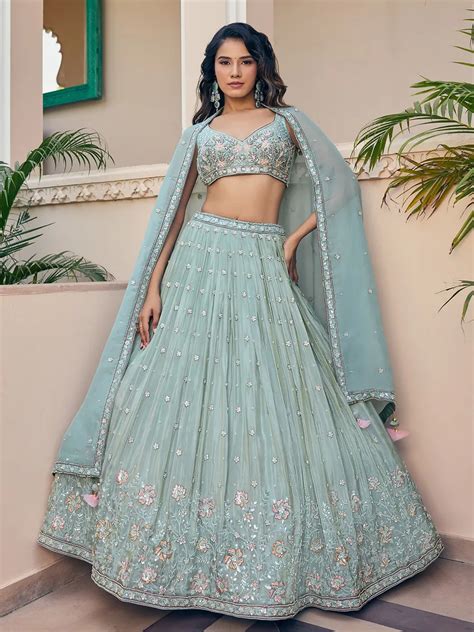 Stunning Pista Green Silk Lehenga Choli G3 Wlc15056 United States