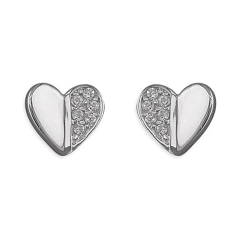 Sterling Silver Cubic Zirconia Heart Stud Earrings Jewellery Repairs