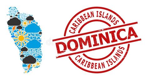 Climate Collage Map of Dominica Island and Distress Seal Stock Vector - Illustration of scheme ...