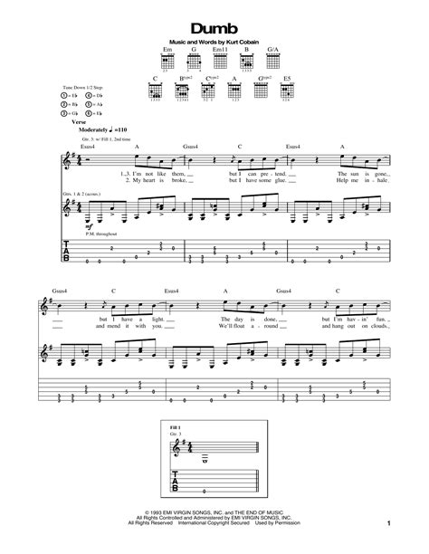 Dumb by Nirvana - Guitar Tab - Guitar Instructor