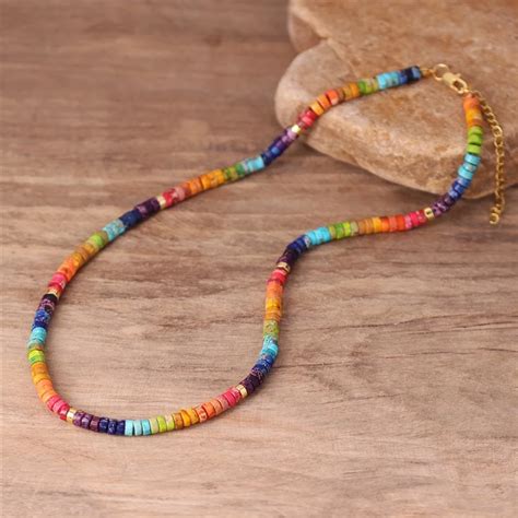 Bohemian Natural Stone Rainbow Stackable Chakra Beaded Choker