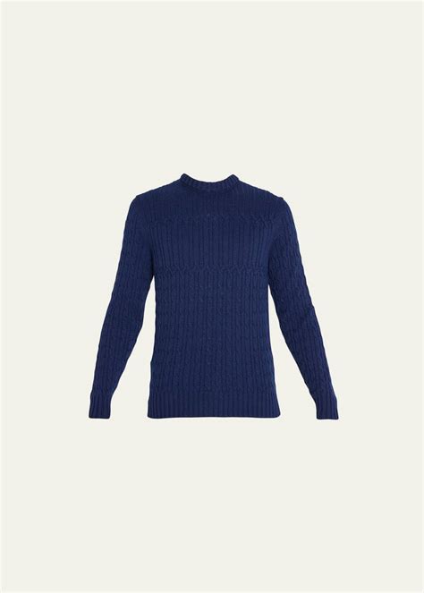 Fioroni Mens Cashmere Cable Knit Crewneck Sweater Bergdorf Goodman