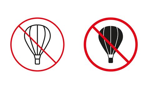 Air Balloon With Basket Not Allowed Road Sign No Hot Air Ballon Circle Symbol Set Hotair