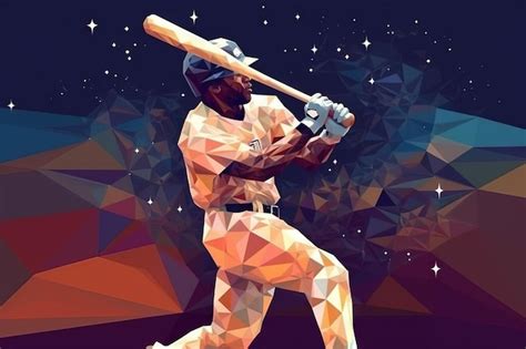 Premium AI Image Baseball Player In A Warp Galaxy Energy Low Poly