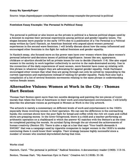 📌 Feminism Essay Example The Personal Is Political