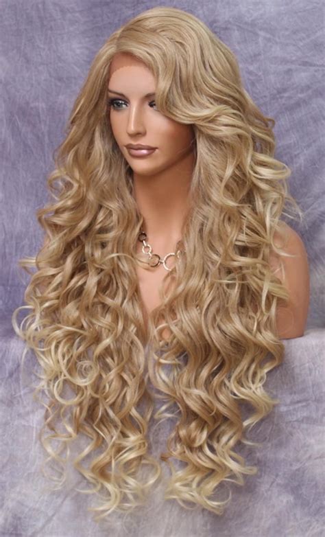 Extra Long Human Hair Blendfull Lace Front Wig Etsy Caramel Blonde