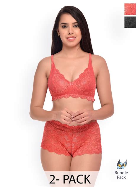 Buy AROUSY Pack Of 2 Self Design Net Lingerie Sets Lingerie Set For Women 25562812 Myntra
