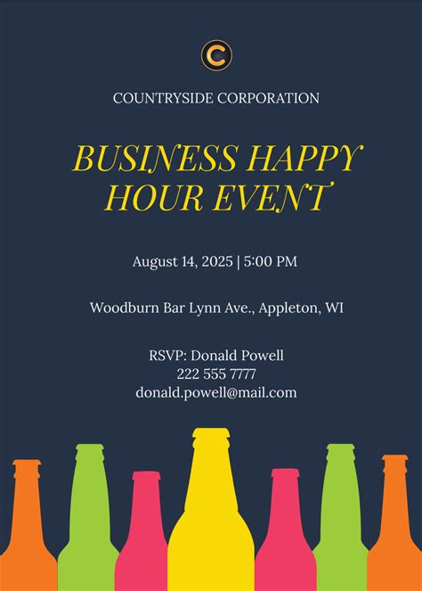 Free Business Happy Hour Invitation Template to Edit Online