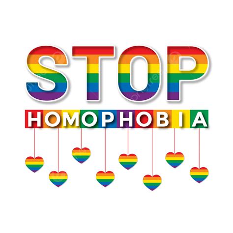 Stop Homophobia Text Design With Colorful Love Vector Element Stop